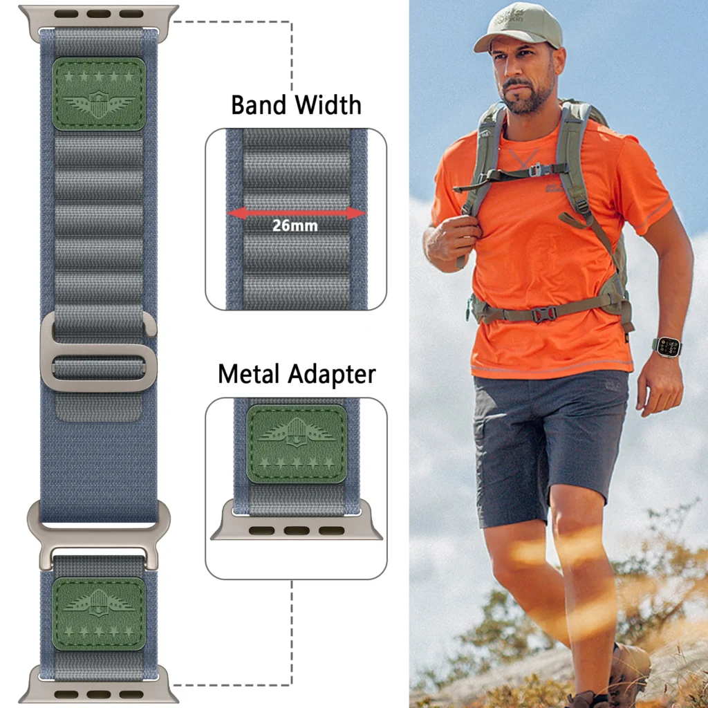 Apple Watch Nylon Alpine Loop Band | Ultra 1/2, Series 1–11, SE | Sizes 42–49mm