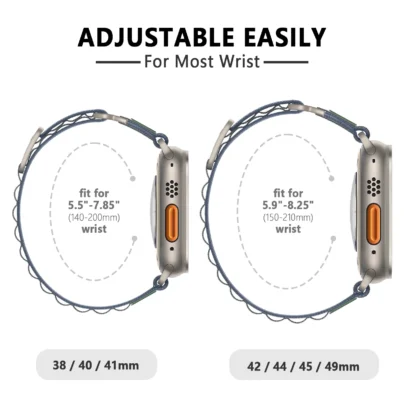 Apple Watch Nylon Alpine Loop Band | Ultra 1/2, Series 1–11, SE | Sizes 42–49mm - Image 6