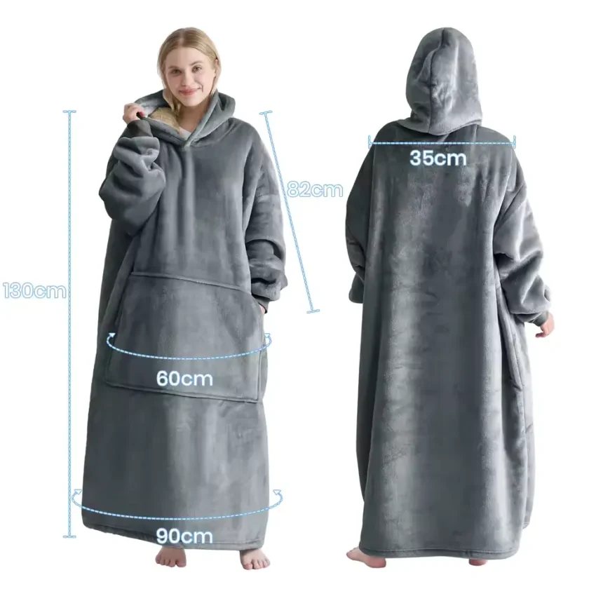Warm Sherpa Wearable Blanket Hoodie for Adults – Oversized & Comfortable