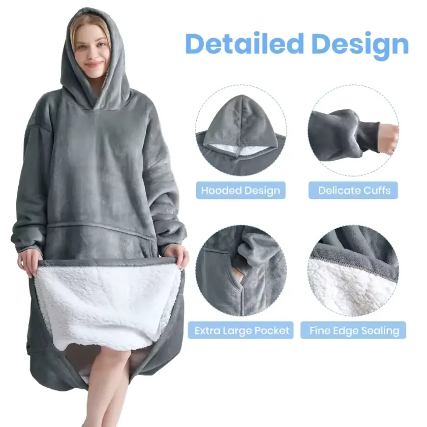 Oversized Sherpa Wearable Blanket Hoodie for Women – Good Nite Cozy Fluffle